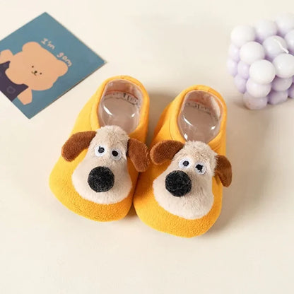 Thickened Cute Puppy Baby Floor Socks Anti Slip Soft Soles Cartoon Early Education Baby Shoes Baby Walking Shoes, Sock Covers