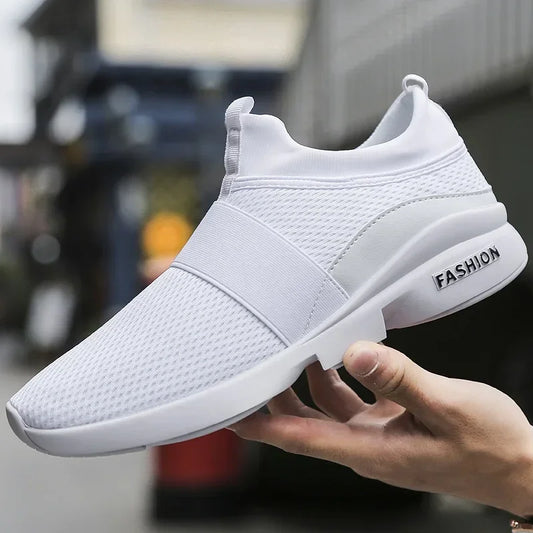 2024 Men Casual Shoes Sneakers Fashion Loafers Comfortable Mesh Mens Shoes Footwear Lightweight Walking Shoes White Size 46