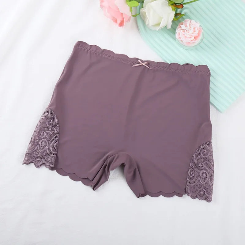 Ice Silk Women Panties Underwear Plain Color Ladies Soft Boyshorts Safety Panty For Woman