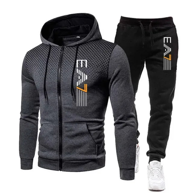 Men's suit with hat men's fashion shirt fitness activewear running clothing New autumn and winter clothing