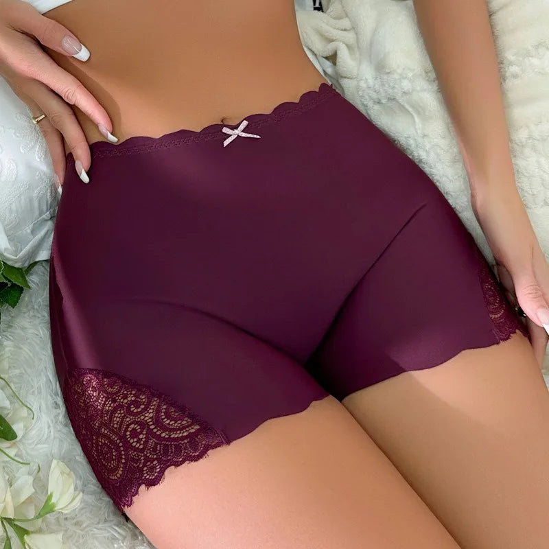 Ice Silk Women Panties Underwear Plain Color Ladies Soft Boyshorts Safety Panty For Woman