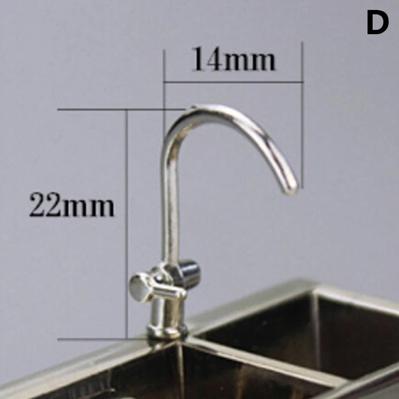 1-12pcs Dollhouse Miniature Faucet simulation model 1:12 Miniature Metal Water Tap Faucet Dollhouse Kitchen Bathroom Accessories