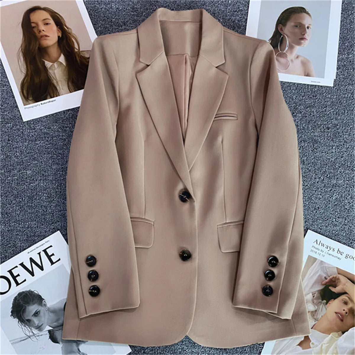 Women Jacket New in Korean Fashion Small Suit Top Brown Suit Coat Clothes Loose Straight Temperament Slim Blazer for Women Chic