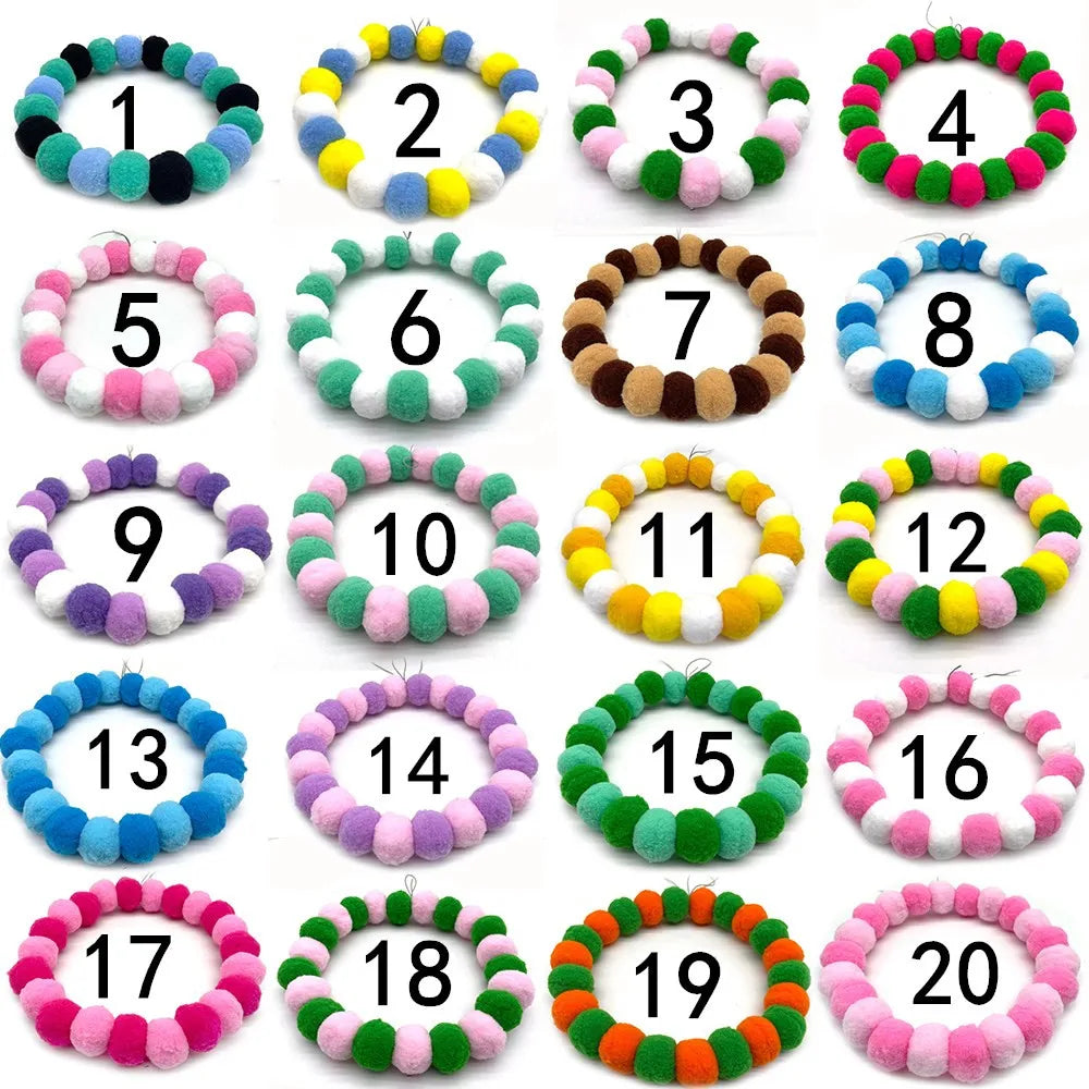 30pcs New Pet Dog Bow Tie Rainbow Flower Hair Ball Necklace Collar Pet Dog Cat Bowties Neckties Dog Grooming Accessories