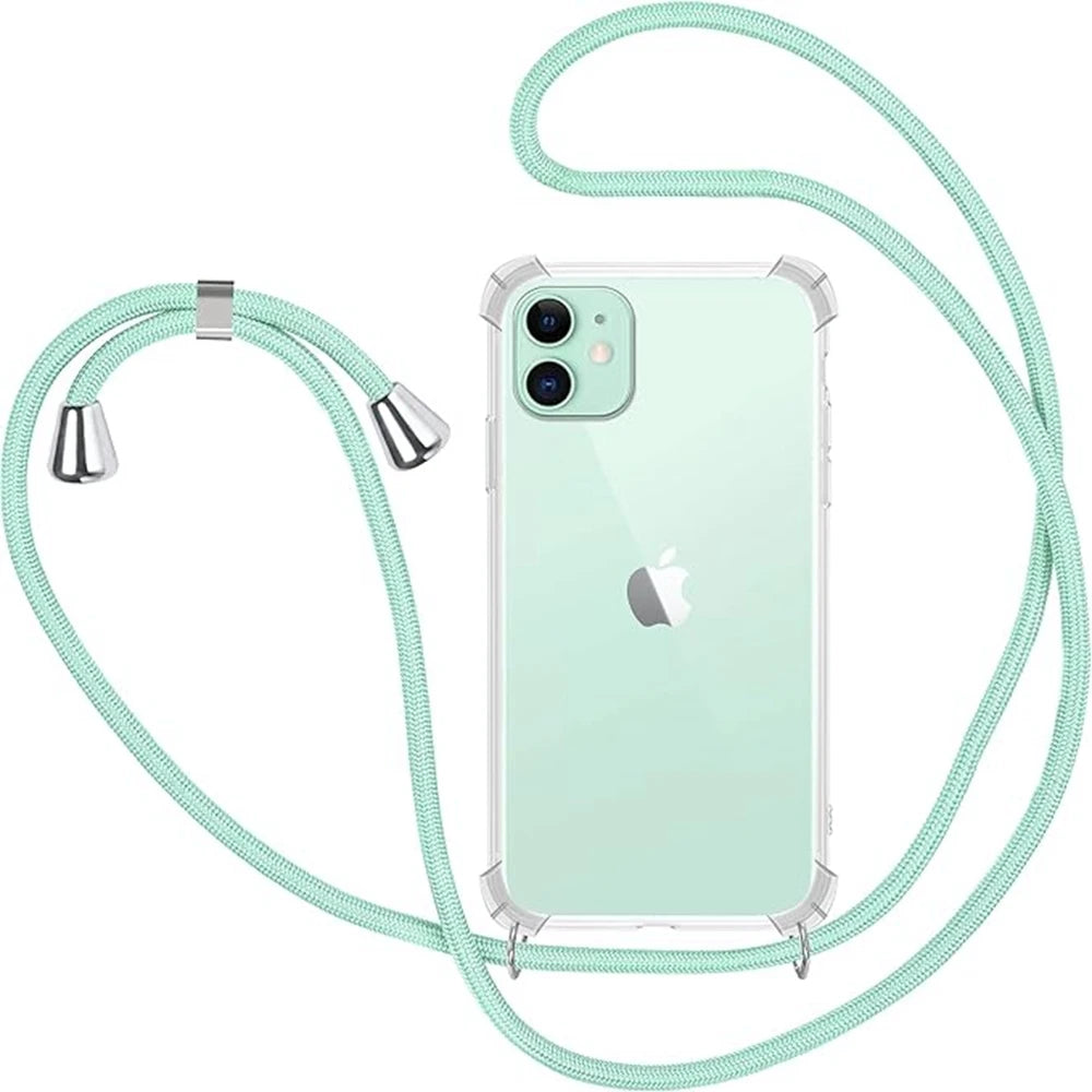 Adjustable Crossbody Lanyard Case For iPhone 16 15 14 13 12 11 8 7 Pro Plus X XS Max XR SE 2 3 Transparent TPU Shockproof Cover