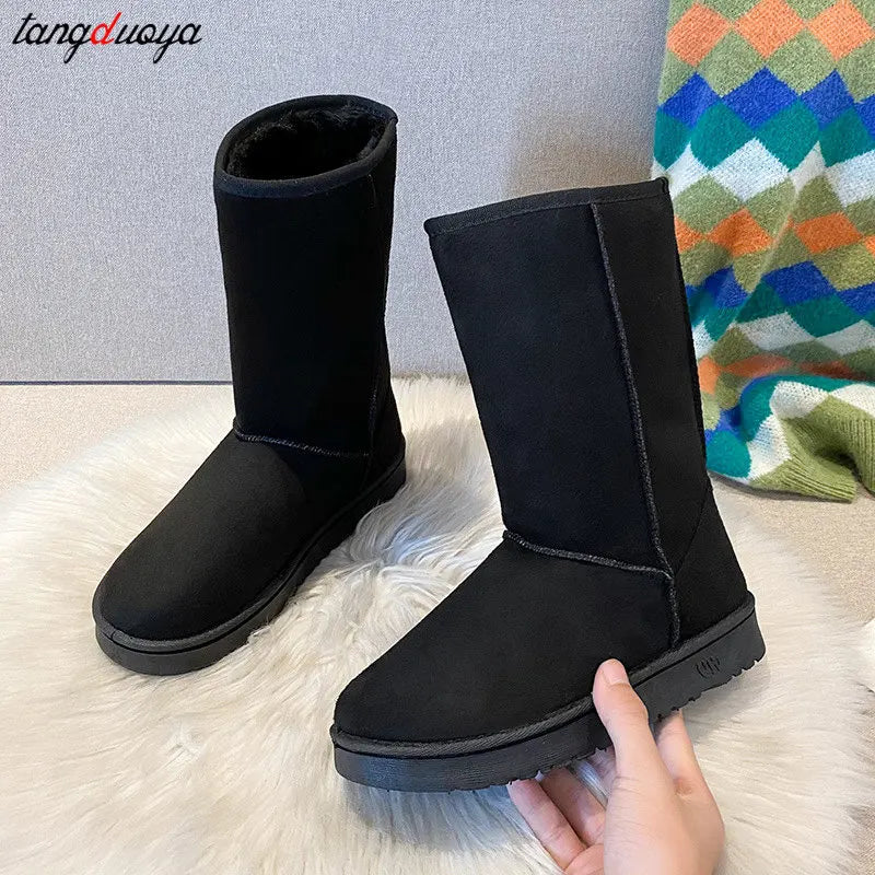 winter snow boots women anti slip Casual Woman Shoe Winter Boots Female Warm Plush Mid-calf Boots Long Botas Mujer