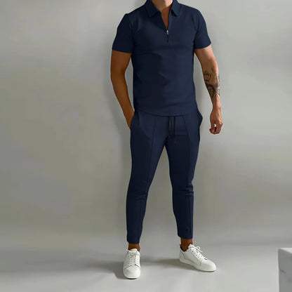 2024 Summer Short-sleeved Men's Fashion Slim-fit Trend Suit Youth Leisure Fitness Sports Men's suit