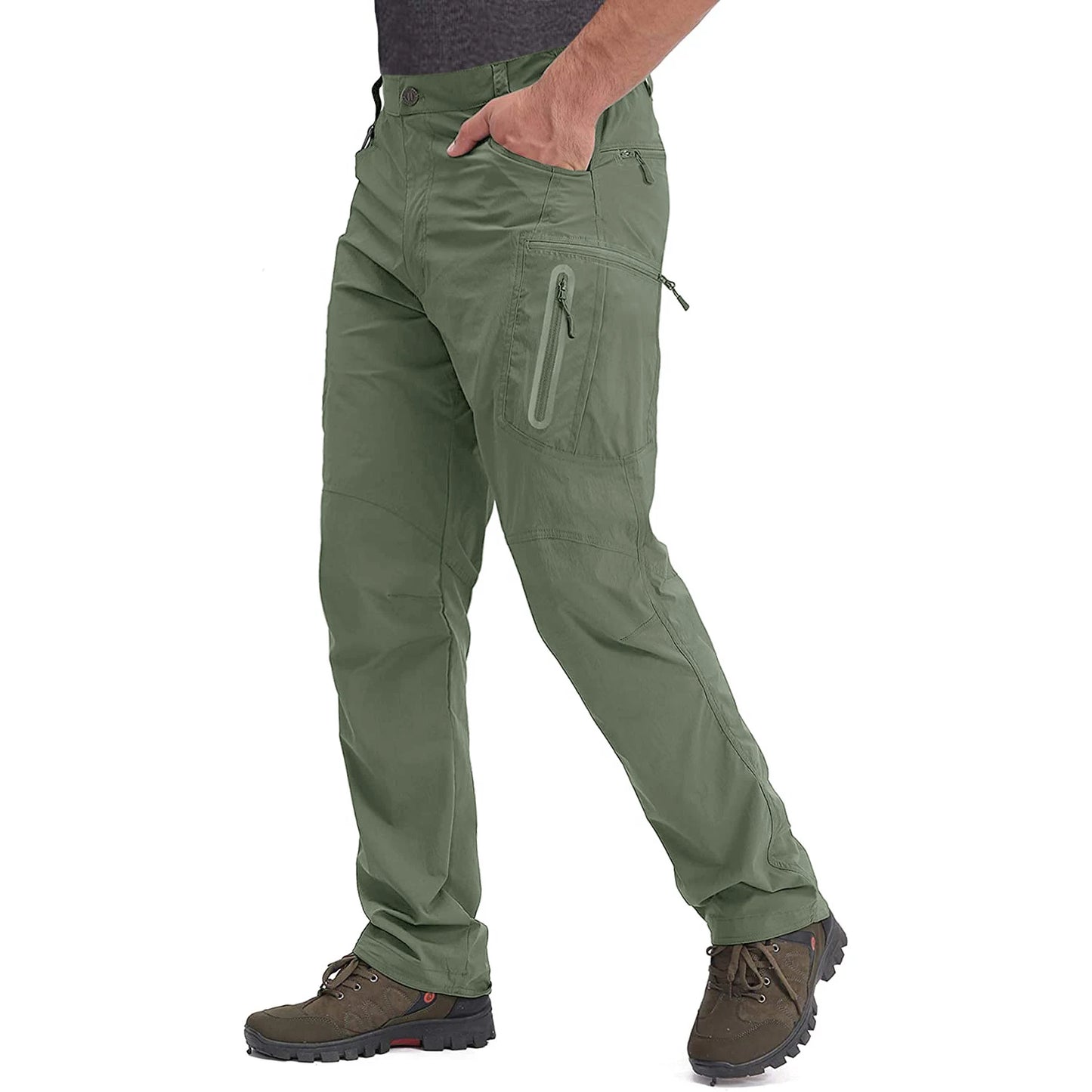 TACVASEN Men's Summer Lightweight Trousers Fishing Pants Outdoor Hiking Nylon Quick Dry Pockets Cargo Pants Casual Work Trousers