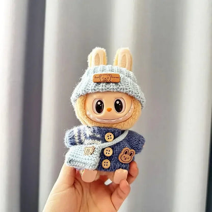 For 15-17 cm Labubu Clothes outfit Labubu Sitting Party Bear Label Scarf Hat Dolls Accessories Cute Decoration