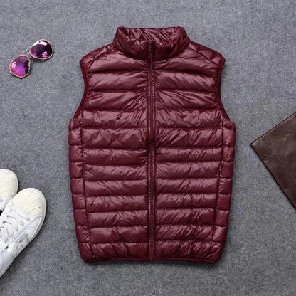 2024 Ultralight Sleeveless Puffer Vest Jacket Ultra Thin Warm Lightweight Down Jacket Waistcoat Winter Men Duck Down Vest Coats