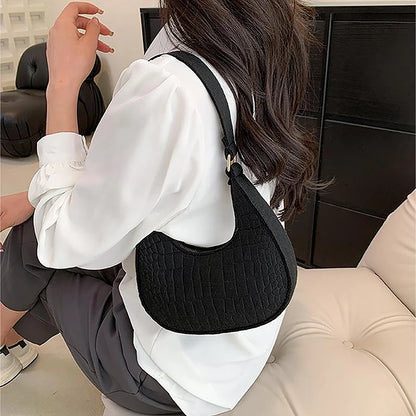 Candy Color Advanced Design Texture Armpit Handbags Felt Shoulder Bags For Women Women's Subaxillary Bag Purses Crescent Bag