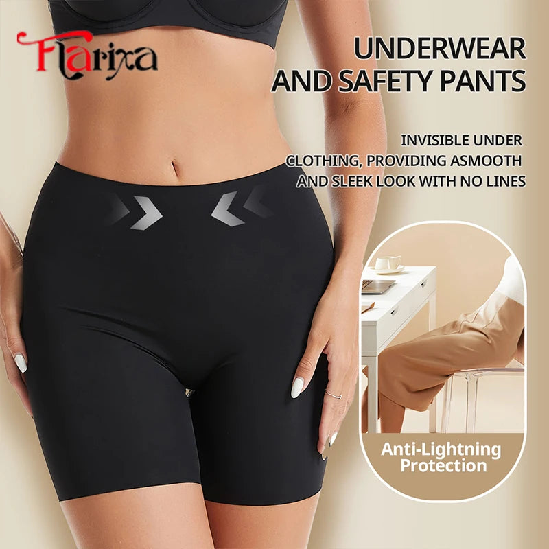 Flarixa High Waist Safety Shorts Panties Under Skirt Boxers for Women Anti Chafing Thighs Shorts Comfortable Yoga Leggings Pants