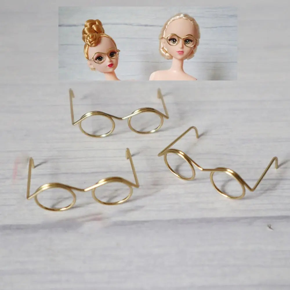 5PCS Retro Metal Round Doll Glasses Frame Lensless Miniature Eyewear Great Collection Cool Eyeglasses For Blythe Doll Accessorie