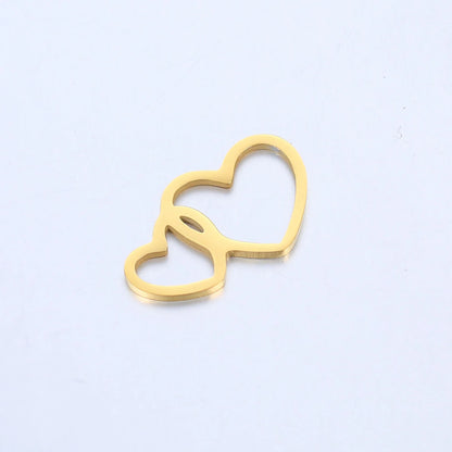 DOOYIO 5pcs/Lot Stainless Steel Double Hearts Couple Charms For Bracelet Necklace Pendant DIY Love Jewelry Making Accessories