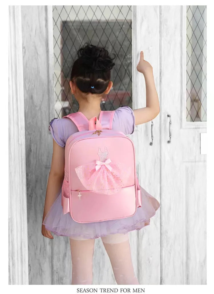 Fashionable Kids Boutique Dance Bag Pink and Purple Children Cute Waterproof Yoga Backpack for Girls