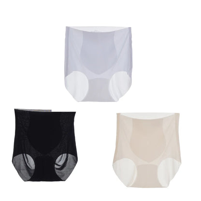 3PCS High Waist Ice Silk Seamless Underwear Ladies Summer Ultra-thin Sense Quick-drying Panties L-2XL Women Fitness Briefs