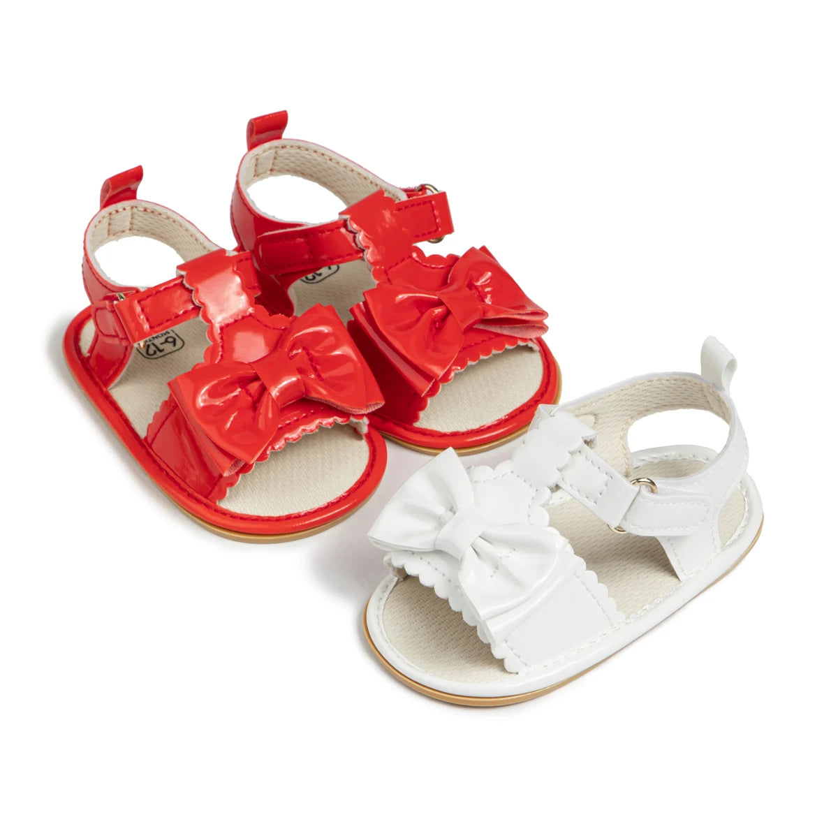 Meckior New Baby Girl Garden Shoes Cute Bow Newborn Baby Girl Beach Sandals Anti-slip Rubber Flat Bottomed Toddler Sandals