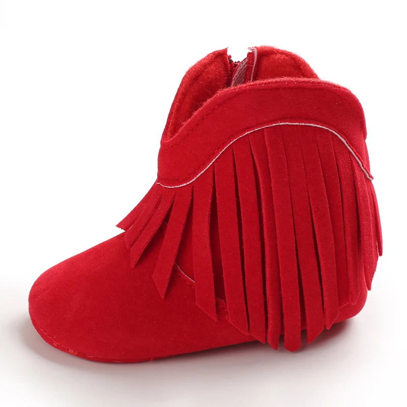 Baby Booties Vintage Tassel Anti-slip Sole Winter Warm Baby Boys Girls Western Boots Snow Booties First Walkers Infant Shoes