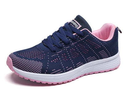 New Sneakers For Women Breathable Fashion Trainers Plus Size Women Sneakers Mesh Fabric Lace Up Women Shoes Female Footwear