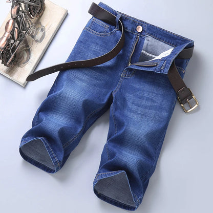 2024 Summer Men'S Thin Slim-Fit Denim Shorts Business Casual Fashion All-Match Stretch Loose Cropped Trousers Male Brand Jeans