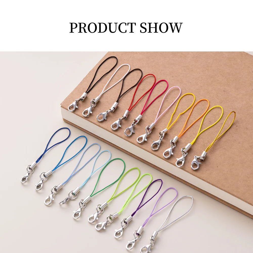 100pcs Polyester Lanyard Single Ring Lobster Clasp Rope Keychains Hooks Mobile Phone Strap Accessories Key Ring