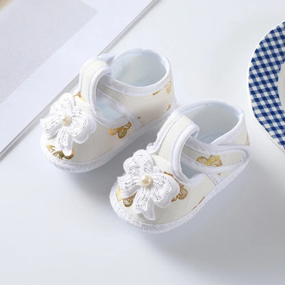 First Walkers Soft Sole Crib  Newborn Toddler Shoes Baby Girl Shoes  Cute Floral Bow Infant Baby Girls Shoes Non-slip Footwear