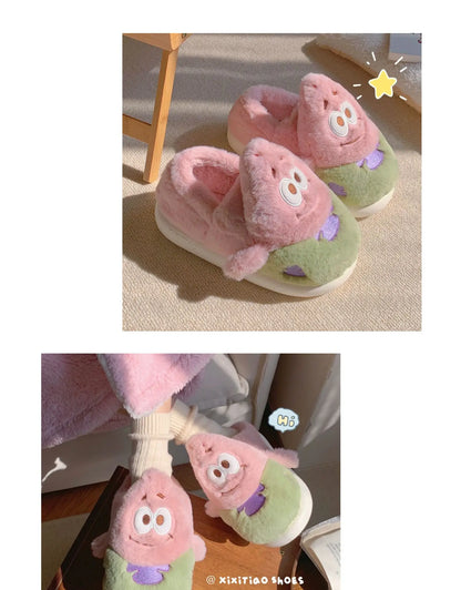 Parent-child Home Slippers Women Bedroom Non Slip Soft Sole Baby Shoes Winter Cute Plush Cotton Slippers Man Couple Slipper