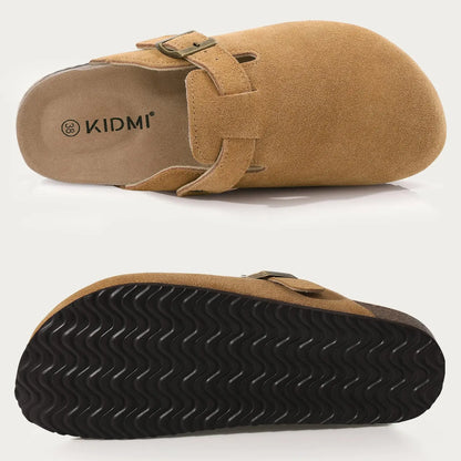 KIDMI Fashion Suede Clogs Slippers Men Clogs Slippers Cork Clogs Beach Sandals Outdoor Soft Nonslip Men Mules With Arch Support