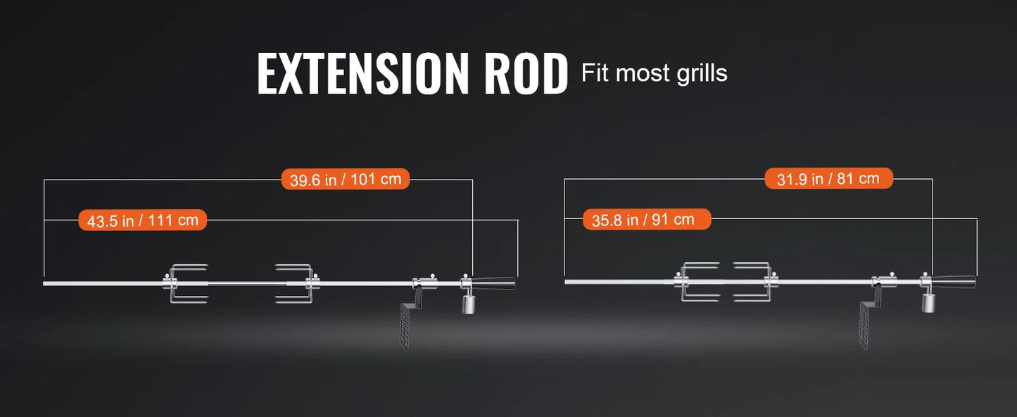 VEVOR Universal Grill Rotisserie Kit Electric BBQ Grill w/9W Motor, Stainless Steel Automatic Grilling Kit,Hexagon Spit Rod