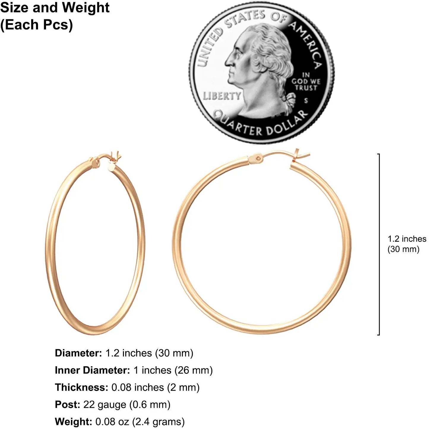 Shevalues Hoop Earrings Set for Women Man 14K Real Gold Plated Copper Hoops with 925 Sterling Silver Needle New Modern Jewelry