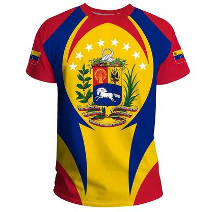 3D Printed Venezuela Flag T-shirt For Men Short Sleeve Oversize Venezuela Bandeira Tee Tops Round Neck Casual Streetwear Jersey