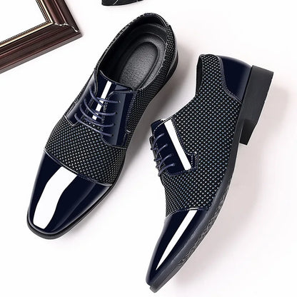 Trending Classic Men Dress Shoes For Men Oxfords Patent Leather Shoes Lace Up Formal Black Leather Wedding Party Shoes2023