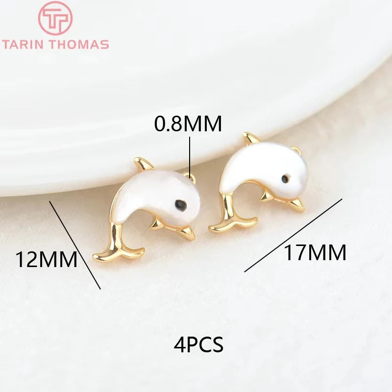 (129) 12x23MM 24K Gold Color Plated Brass Fish Charms Pendants High Quality Jewelry Accessories