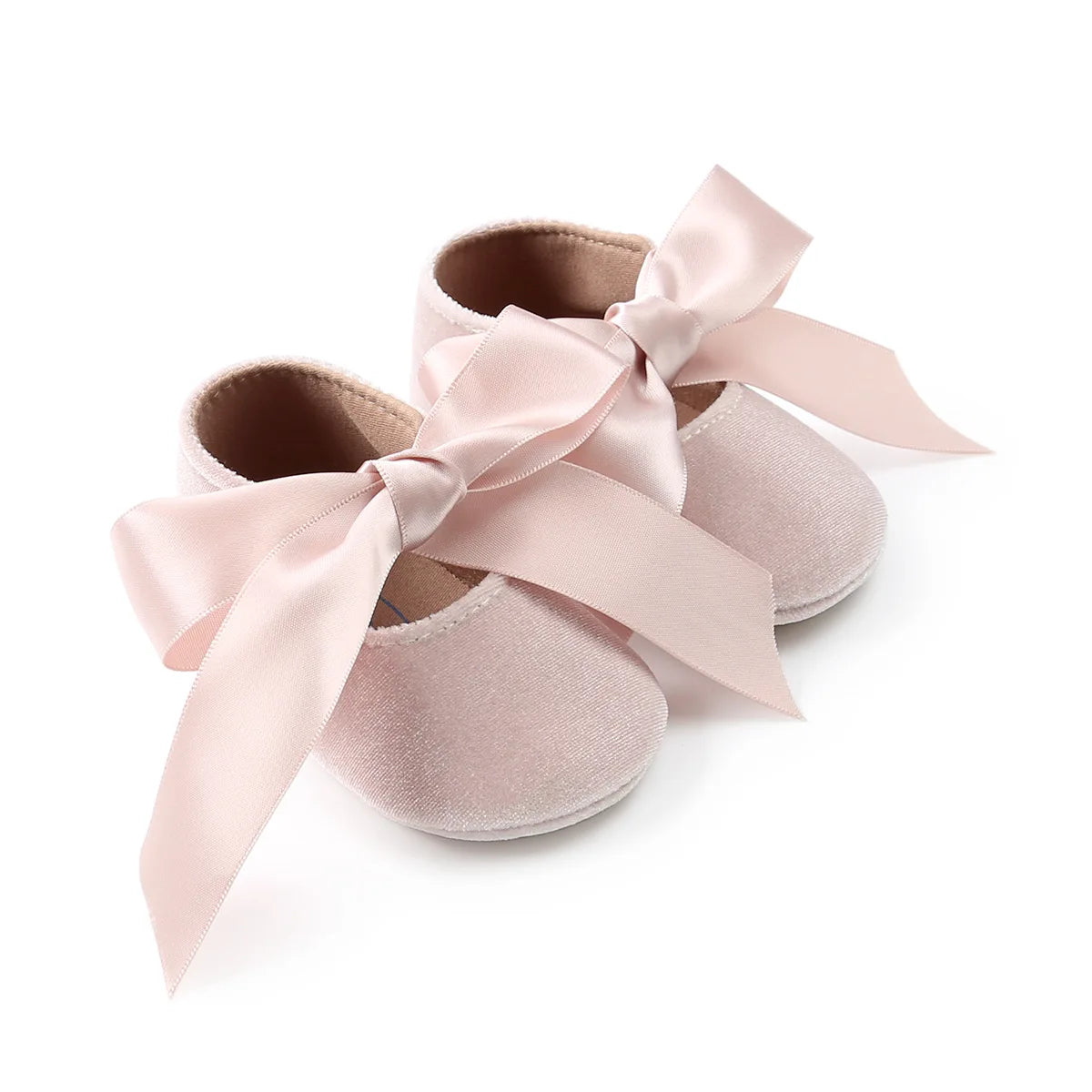 Meckior Baby Girl Shoes Princess Ballet Slippers Non-slip Flat Soft-sole Cotton Rubber Crib Butterfly-knot Infant First Walkers