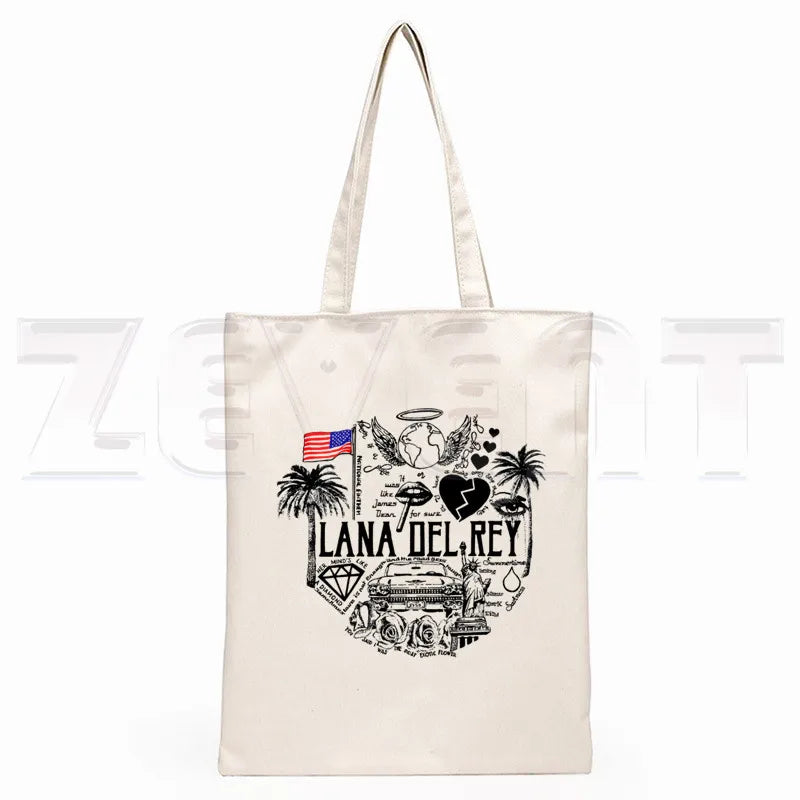 Lana Del Rey LOGO Printed Graphic Hipster Cartoon Print Shopping Bags Girls Fashion Casual Pacakge Hand Bag