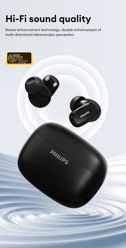 Original Philips TAT2569 Wireless Bluetooth V5.4 Noise Reduction  IPX4 Waterproof Sport Earbuds t New Low Latency Gaming Headse