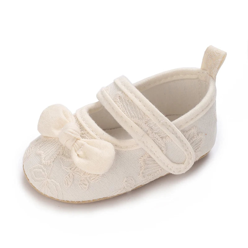 HAIZHIW 0-18 Months Cute White Lace Baby Girl Princess shoes Baby Shoes Bow Fringe Rubber Soled Non-slip Footwear Crib Shoes