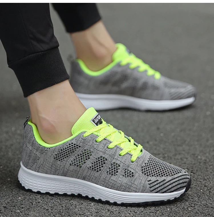 New Sneakers For Women Breathable Fashion Trainers Plus Size Women Sneakers Mesh Fabric Lace Up Women Shoes Female Footwear