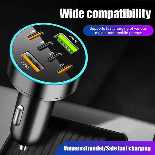 Digital Display Car With 4 Usb Car Charger Adapter 66w Fast Charging PD Head Phone Mobile Charging Car Charging Accessories