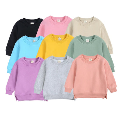 2025 Winter Autumn Hoodies Pullovers Kids Boys Girls Clothes Korean Baby Thicken Fleece Sweatshirt Children's Clothing 6M-7T