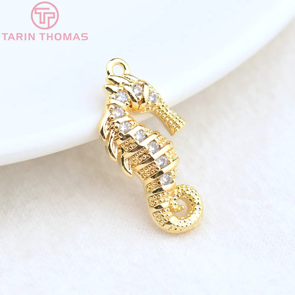 (129) 12x23MM 24K Gold Color Plated Brass Fish Charms Pendants High Quality Jewelry Accessories