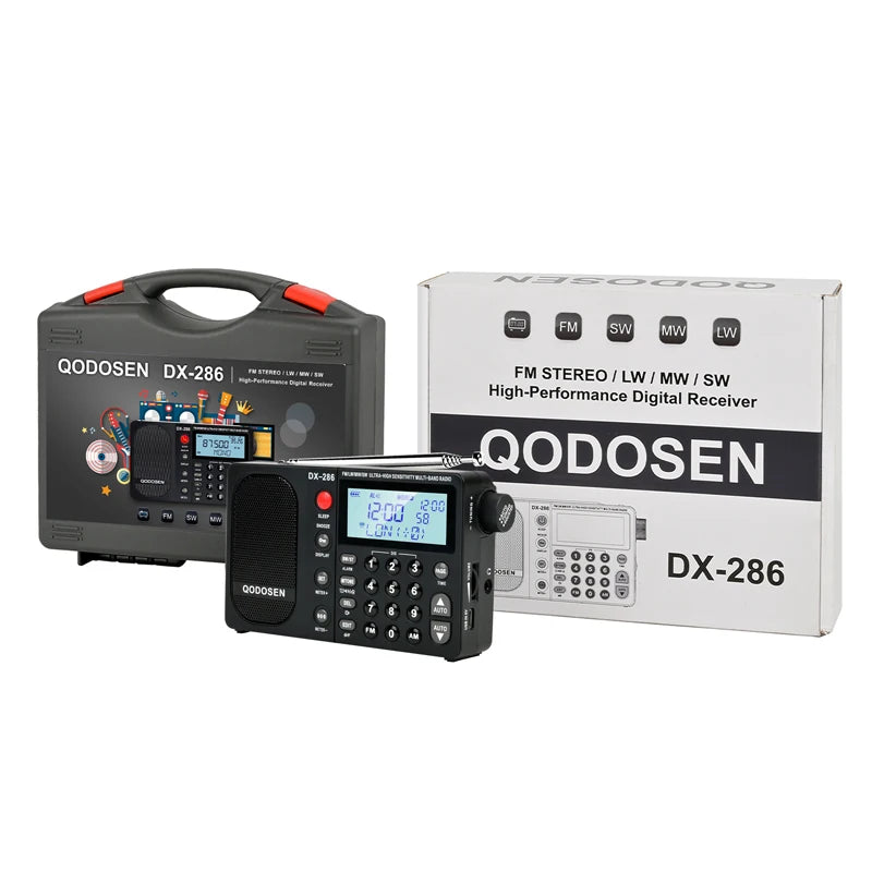 QODOSEN DX-286 Portable Radio AM/FM/LW/SW Digital World Full Band Radio with tef6686 Car Chip