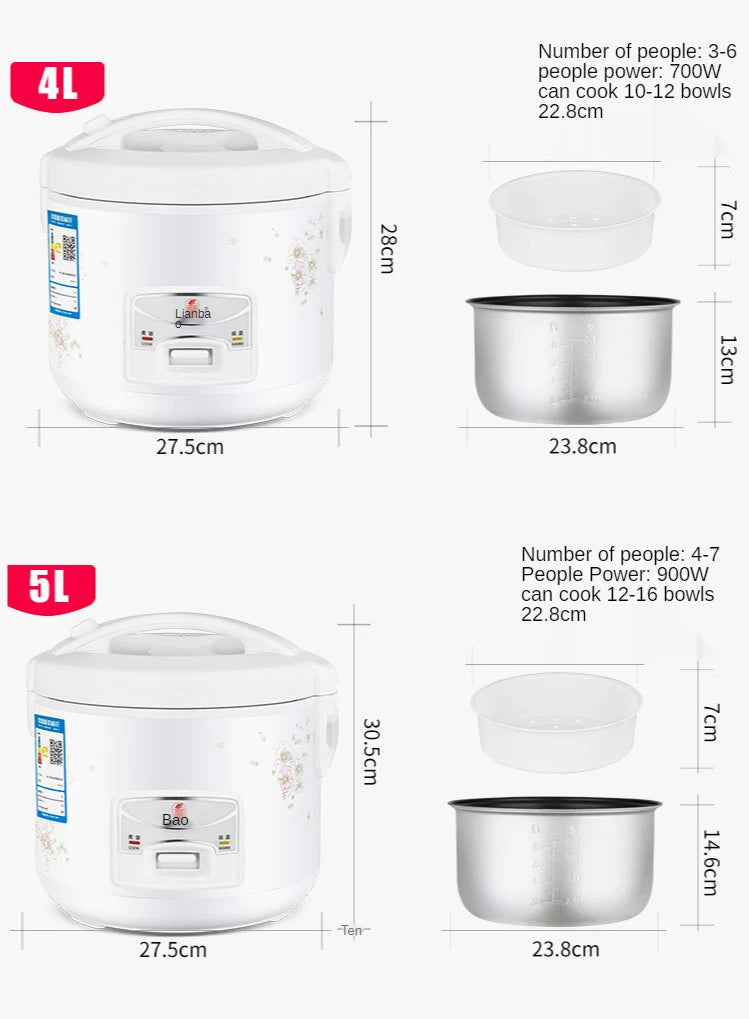 2L Mini Rice Cooker 2 Layers Steamer Multifunction Cooking Pot Electric Insulation Heating Cooker Food Container Lunch Box