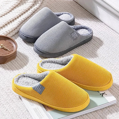 Winter Women'S Cotton Slippers Indoor Slippers  Women Men Winter Thick Sole House Warm Couples Home Non-Slip soft shoes