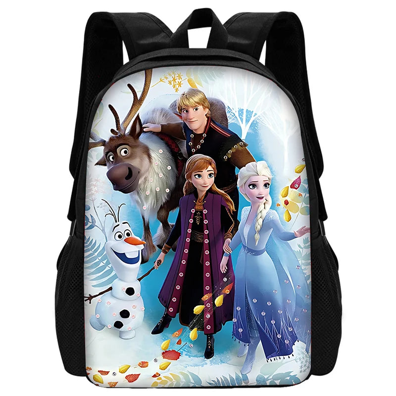 Frozen Princess Elsa Child School Backpack with Lunch Bags ,Pencil Bags ,Cartoon School Bags for Boys Girls Best Gift