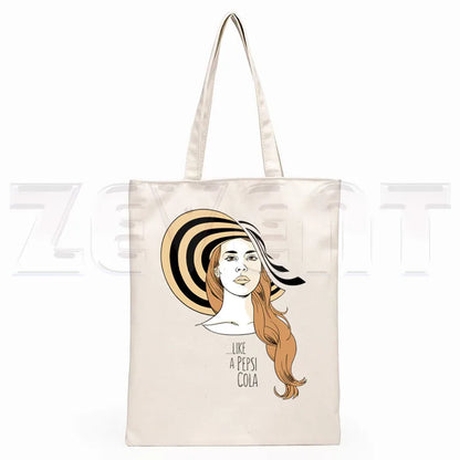 Lana Del Rey LOGO Printed Graphic Hipster Cartoon Print Shopping Bags Girls Fashion Casual Pacakge Hand Bag