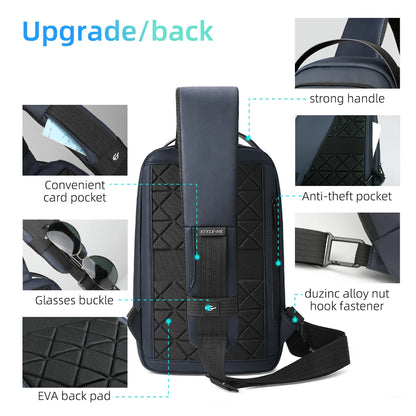 Heroic Knight Business Large Capacity Crossbody Bag For Men Waterproof Travel Shoulder Bag 11" IPad USB Charging Male Chest Pack