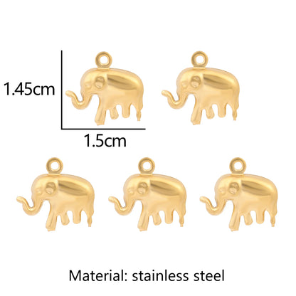 5pcs/Lot Stainless Steel Gold Color Marine Animals Dolphin Shell Starfish Elephant Moon Star Charm Pendant For Jewelry Making