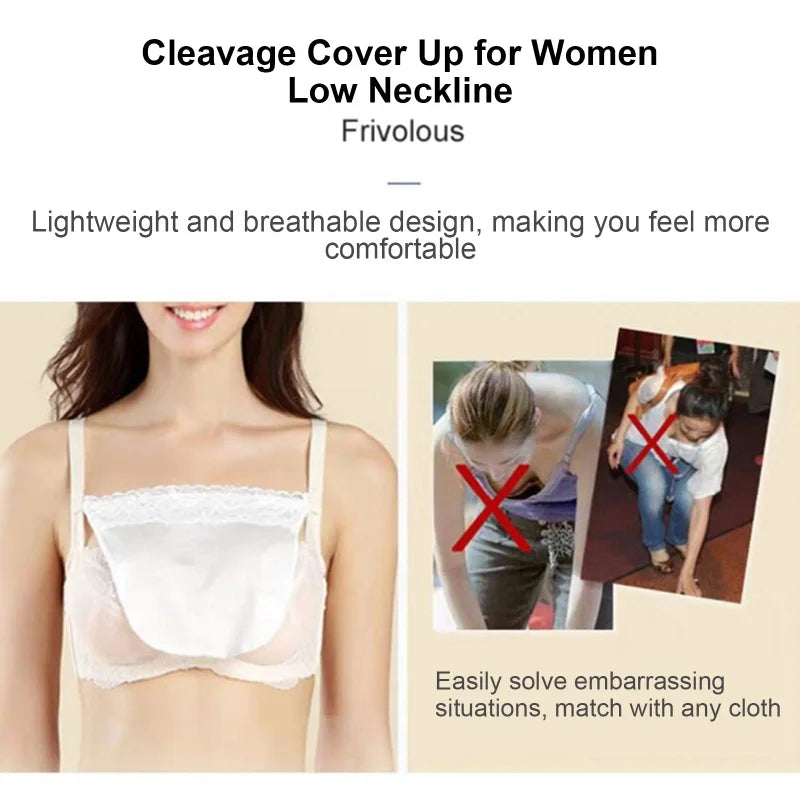 Women Invisible Anti Glare Underwear Lace Cleavage Cover Up Mock Camisole Bra Strapless Insert Wrapped Chest Intimates