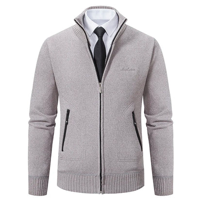 2023 Knitwear Spring and Autumn Men's Stand-up Collar Thick Warm Cardigan Sweater Winter Loose Casual Coat